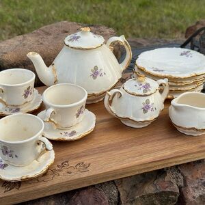 Tea Set Child’s Delicate “Sweet Violet” motif Porcelain